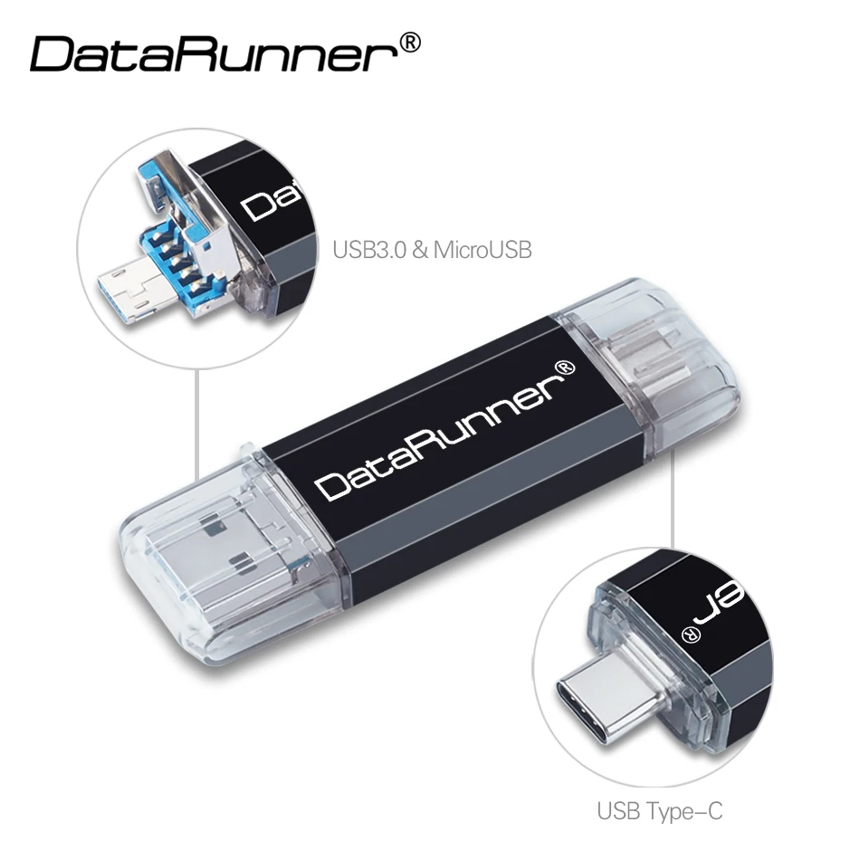 USB флеш накопитель DataRunner OTG Usb 3 0 Type C Флешка 32 Гб флешка 16 64 128 ГБ 256 512 флешка|USB