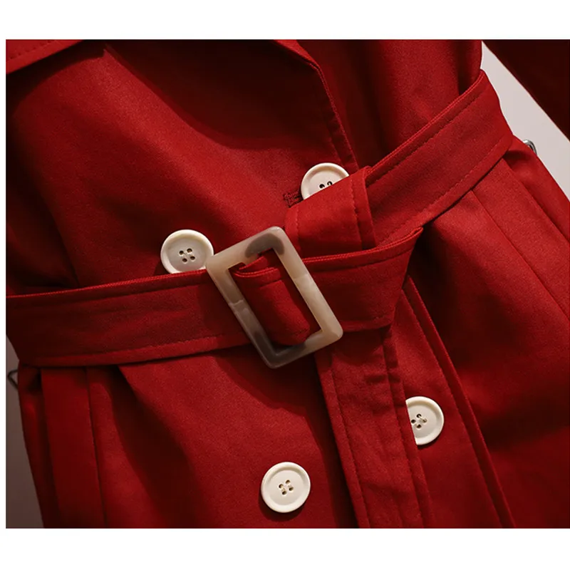 

New Autumn Winter Women Vintage Turn-down Collar Double Breasted Long Trench Casual Ladies Slim Trench with Belt