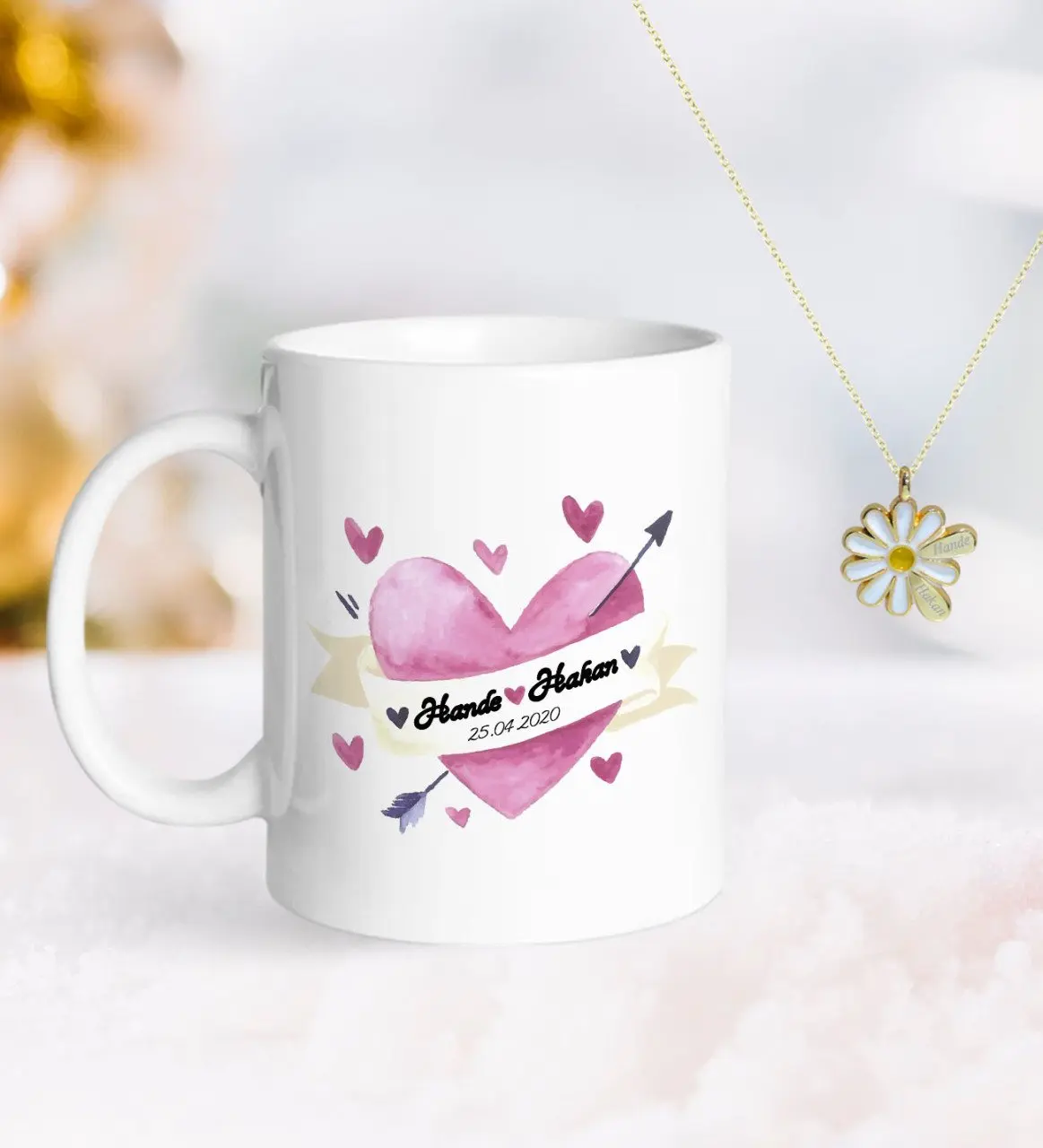 

Персонализированные ко Дню Святого Валентина кружка и двойной Дейзи Kolye-21