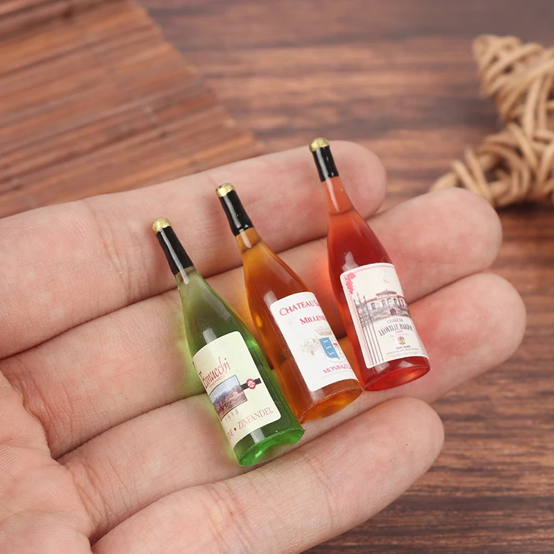 

3pcs/set 1/12 Dollhouse Miniature Mini Simulation Wine Bottle Model Decor Accessories Toys Furniture Model Toy Children Gifts