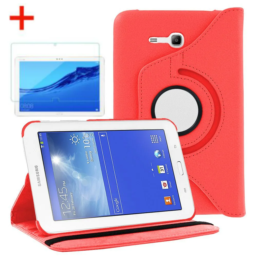 Чехол книжка из искусственной кожи с вращением на 360 градусов и стекло для Samsung