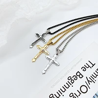 fashion punk mens steel necklace trendy simple and versatile cross hot