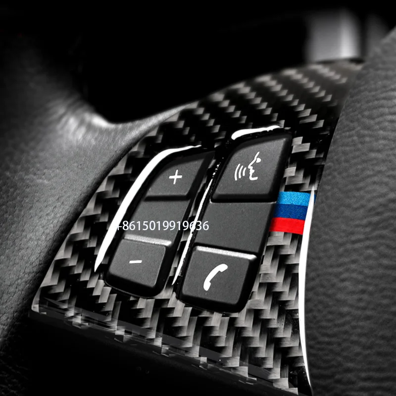 

For BMW x5 e70 2008-13 refitted interior carbon fiber steering wheel multi function button decorative frame sticker