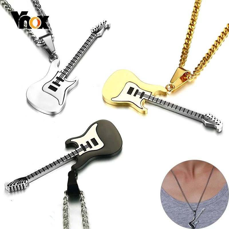 Vnox модные гитарные подвески для мужчин из нержавеющей стали музыкальные