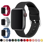 Ремешок силиконовый для Apple Watch band 44 мм 40 мм 38 мм 42 мм, спортивный резиновый браслет для iWatch Series 7 6 5 4