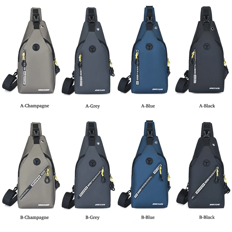 

Men Crossbody Bags Small Sling Men's Chest Bag Shoulder Water Resistant Travel Bag for man with Earphone Hole Usb Charging
