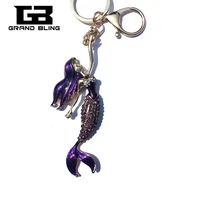 beautiful rhinestone mermaid style accessory for fashion handbag decoration ornament fantastic 3d key chain gift