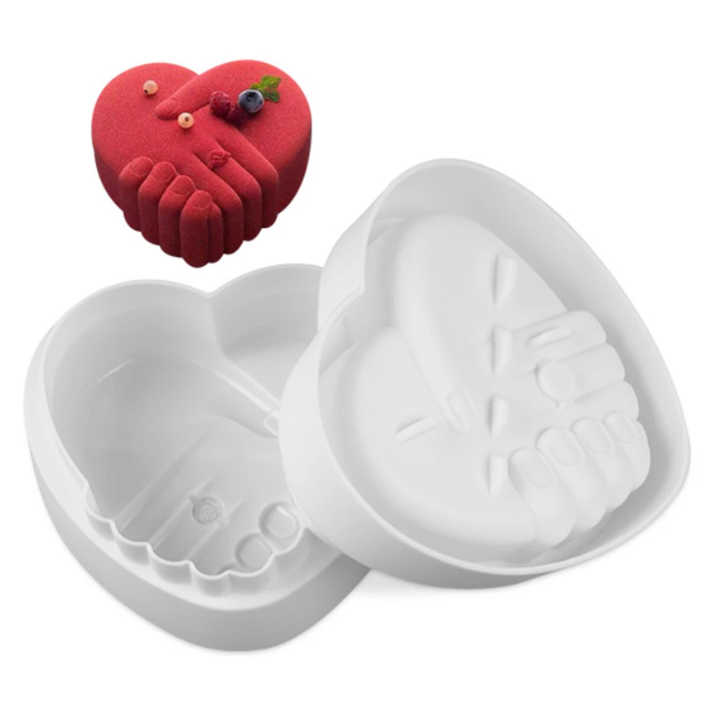 

2021 New Romantic Valentine's Day Hand In Hand Silicone Mousse Mold Love Cake Chocolate Mold Cake Decorating Tools