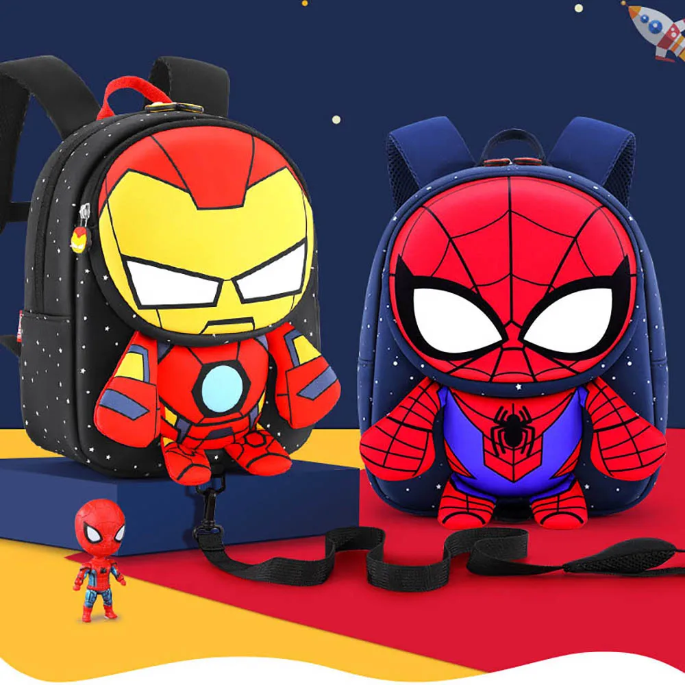 2021 New Disney Spider-Man School Bag Kindergarten Boys Children Cartoon Small Backpack Captain America Travel Super Light Bag