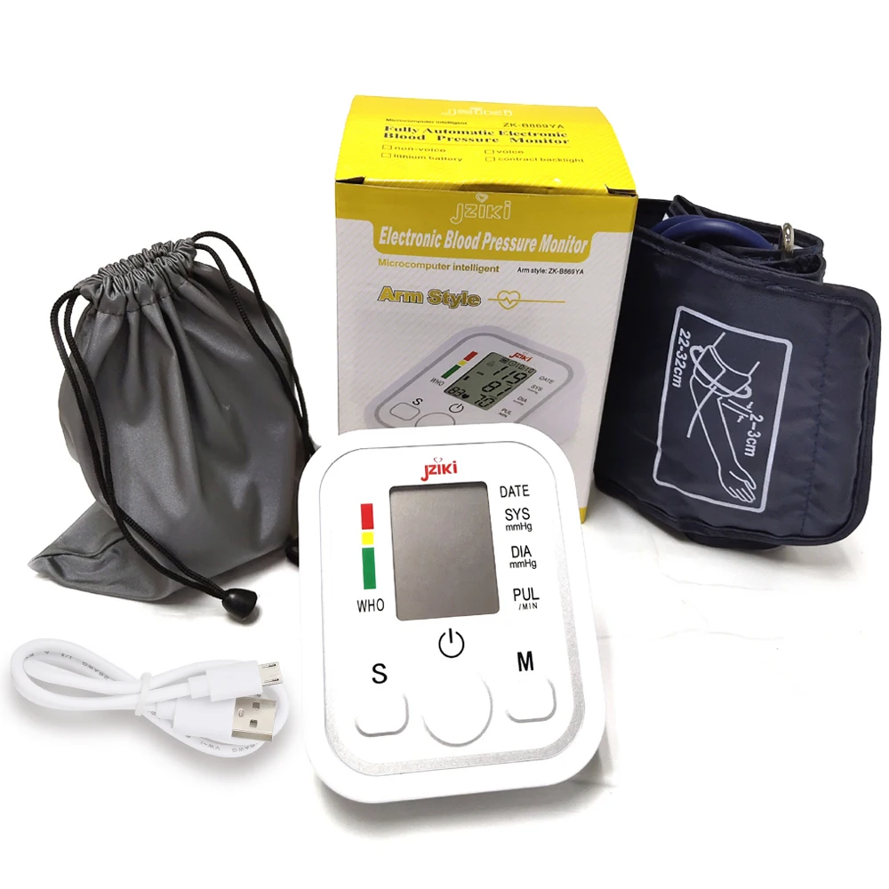 

Portable Blood Pressure Monitor Automatic Upper Arm LED Monitors Sphygmomanometers BP Heart Rate Pulse Meter