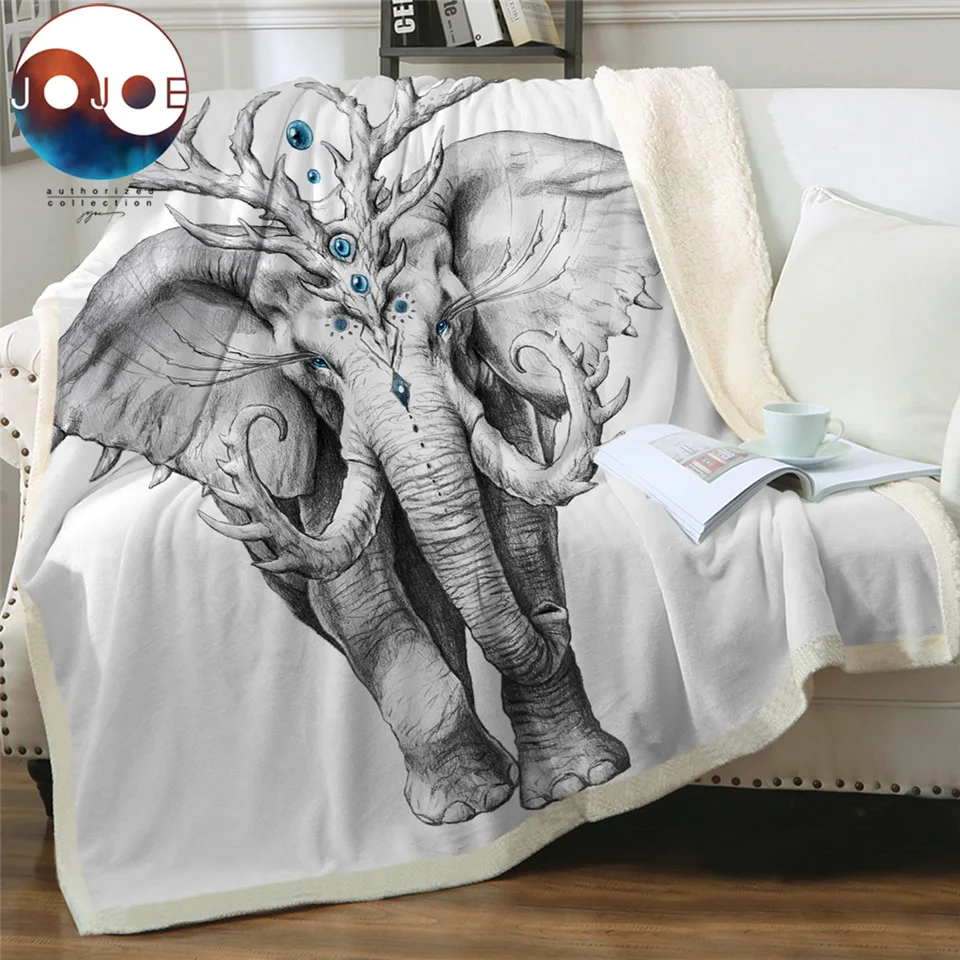 Бархатное плюшевое одеяло Elephant Soul от JoJoesArt для дивана покрывало с 3D принтом черно