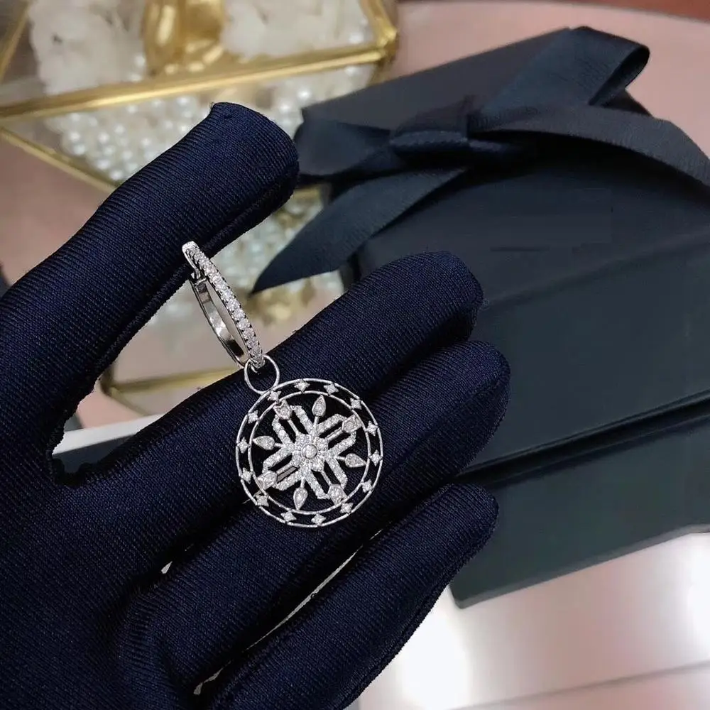 1 шт. женские круглые серьги капли с полой звездой и крестом S925 Pin AAA циркон мандала