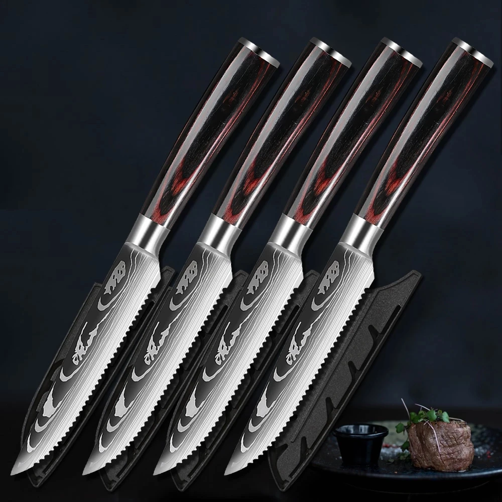 

Serrated Steak Knives Dishwasher Safe Steak Knife 7cr17 Stainless Steel Dinner Knives Fruit Knife Knife Wooden Handle Knives