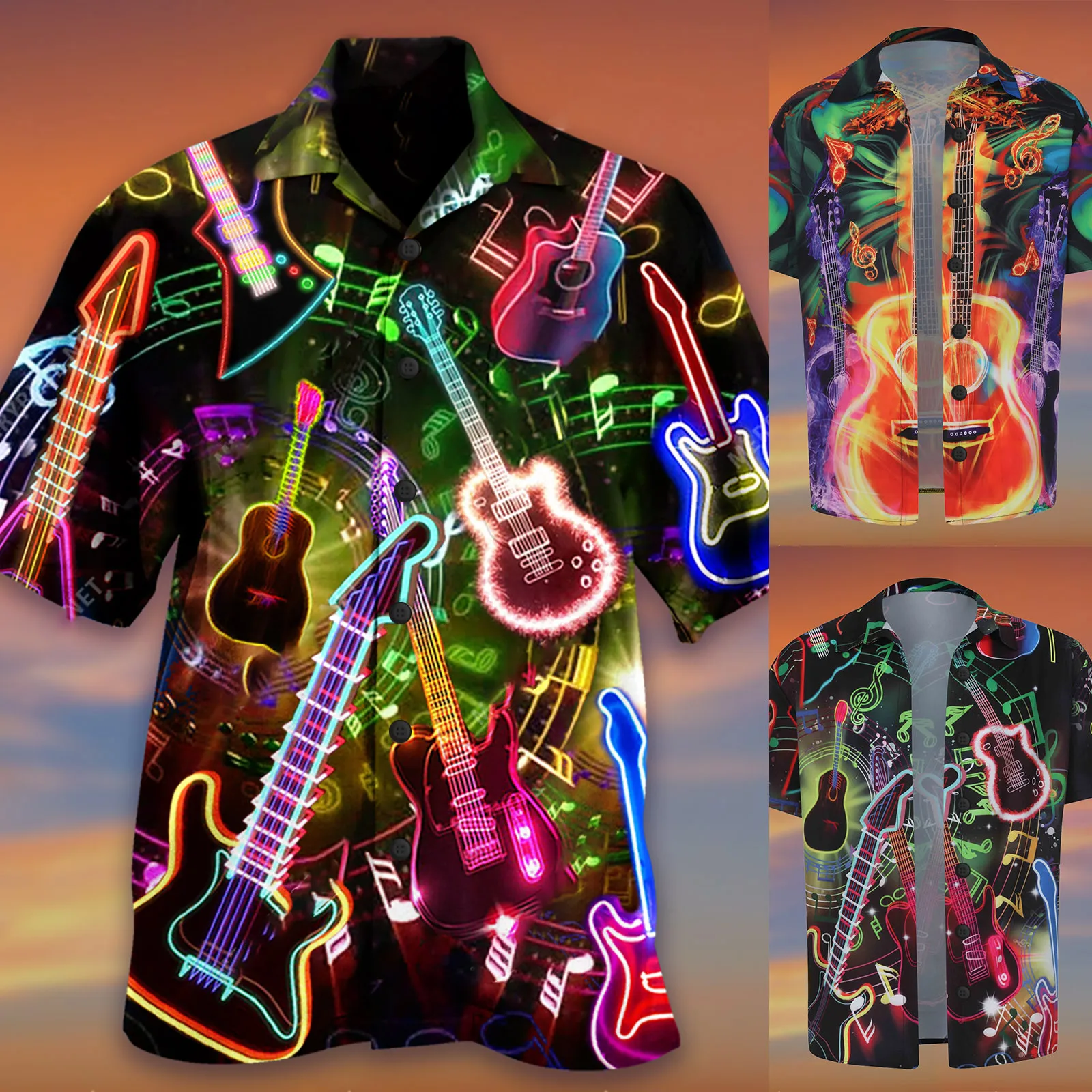 

2021 Men's Fashion Casual Comfortable Print Stand Collar Short Sleeve Button Top Cool Hawaiian Style Men's Floral Shirt F