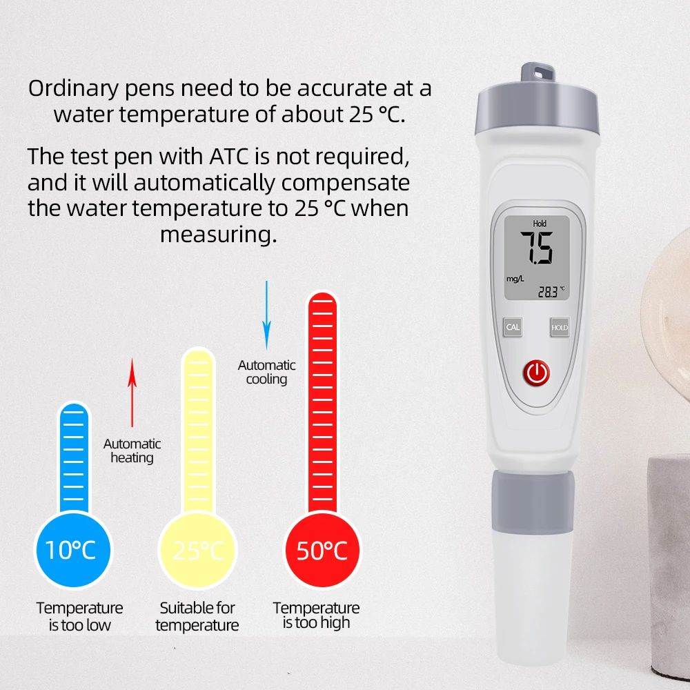 High Precision Professional Pen Style Portable Digital Dissolved Oxygen Meter 0-20mg/L O2 Water Quality | Инструменты