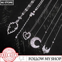 meiji s925 sterling silver pearl necklace moon heart cross pendant female sweater chain luxury brand monaco jewelry for women