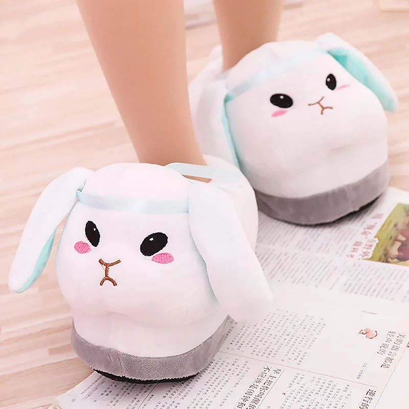 Women's Slippers Warm Winter Animal Prints Flock Cute House Slippers Short Plush Fur Slides for women