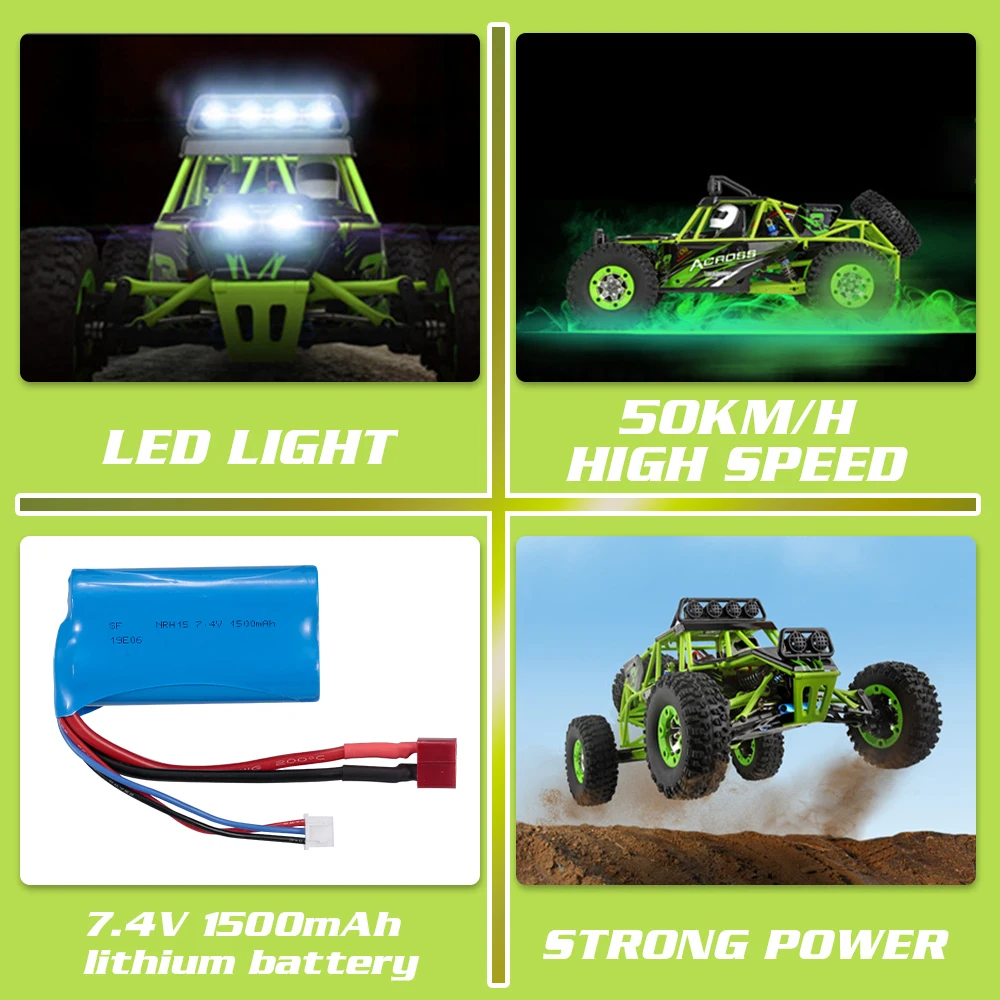 WLtoys 12428 RC Car 4WD 1/12 2.4G 50KM/H High Speed Monster Vehicle Remote Control Buggy Off-Road Truck VS XKS 144001 | Игрушки и хобби