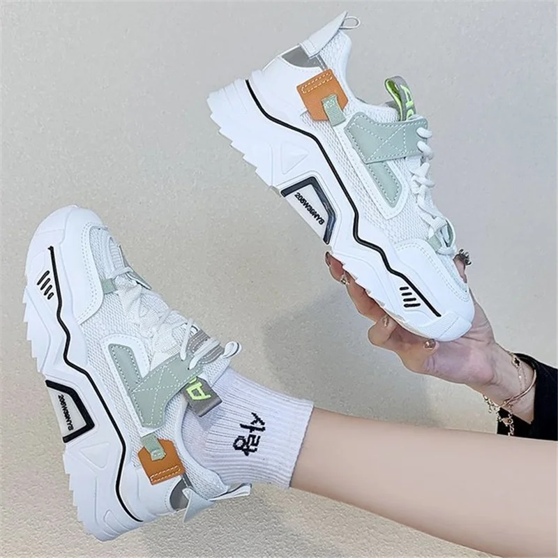 

Spring Autumn Sneakers Women Dad Sneakers Casual Flats Mesh Breathable Soft Woman Chunky Shoes