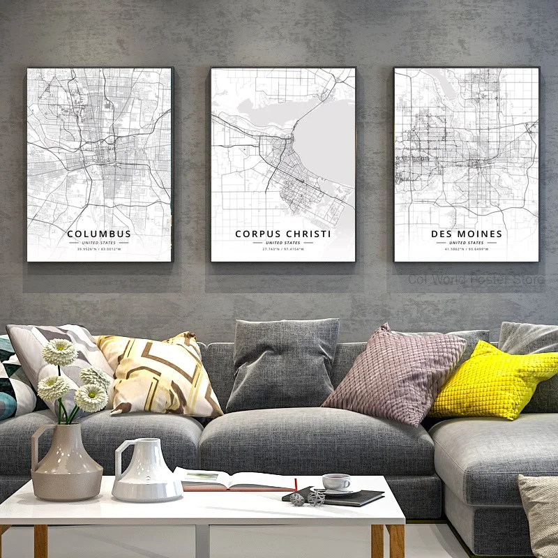 Соединенные Штаты коломб Корпус Кристи де-Мойн маривилл Мемфис Меса карта Майами