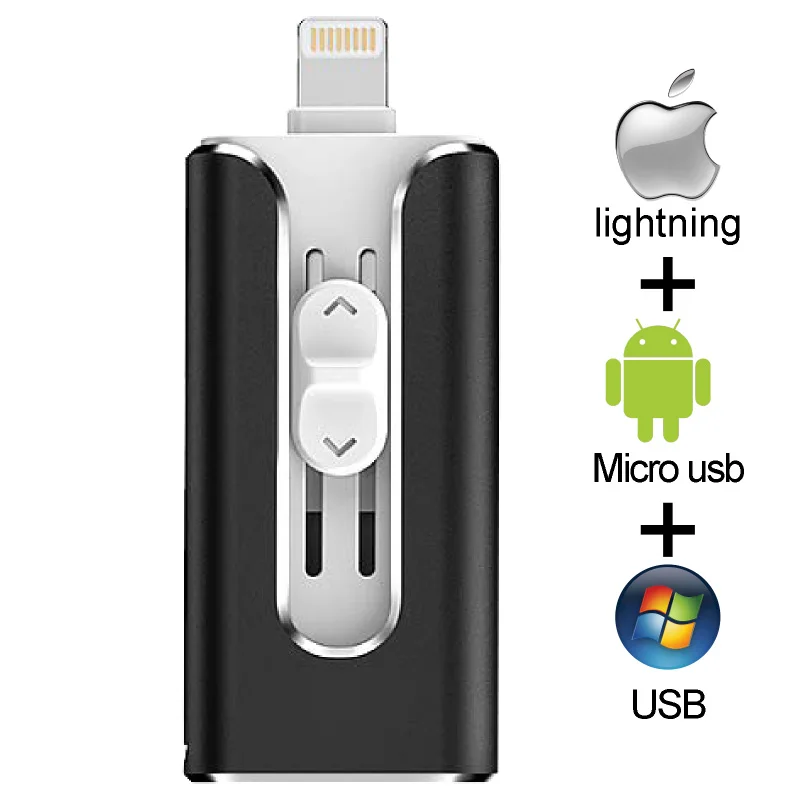 OTG USB флешка 64 Гб USB 3,0 для iPhone/iPad/IOS/Android/PC 128 ГБ 256 ГБ 32 ГБ 16 ГБ 8 ГБ металлический Флешка флеш-накопитель USB 3,0