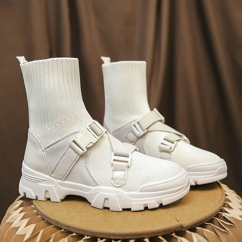 

Women's Short Boots Knitted Thick Bottom Socks Boots Autumn Winter High Top Elastic Shoes Woman Casual Ladies Footwear Female