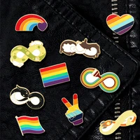creative trendy cartoon cute rainbow stripes oil drop brooch pin denim bag gift men women fashion jewelry clothes decoration