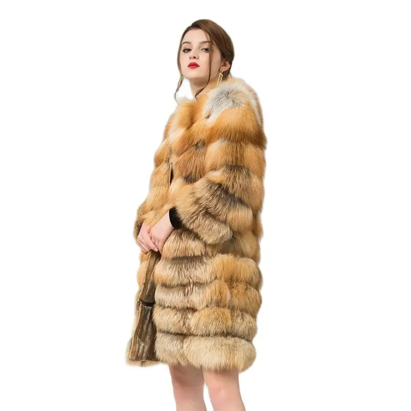 Новое Брендовое длинное женское короткое пальто из натурального меха Красной