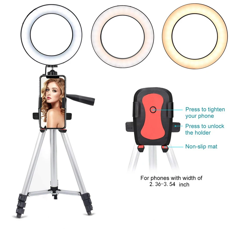 Светодиодная лампа с регулируемой яркостью 16 см + мини штатив 4 секциями