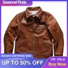 Мужская Короткая кожаная куртка, коричневая Повседневная приталенная куртка из натуральной кожи лошадиной шкуры, большие размеры 3XL, весна 2021