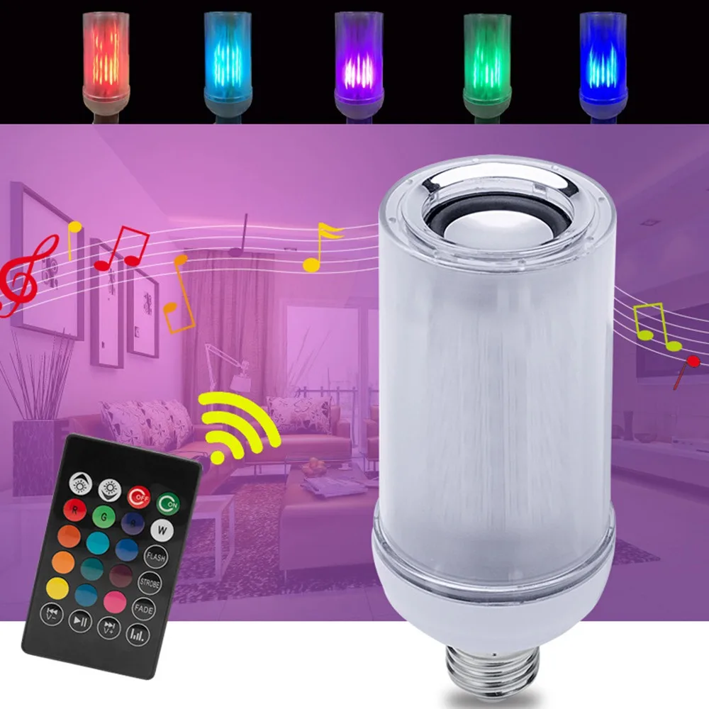 Умная E27 rgb-колонка с bluetooth светодиодный лампочка 9 Вт Музыкальный Игровой беспроводной светодиодный светильник с 24 клавишами дистанционного управления