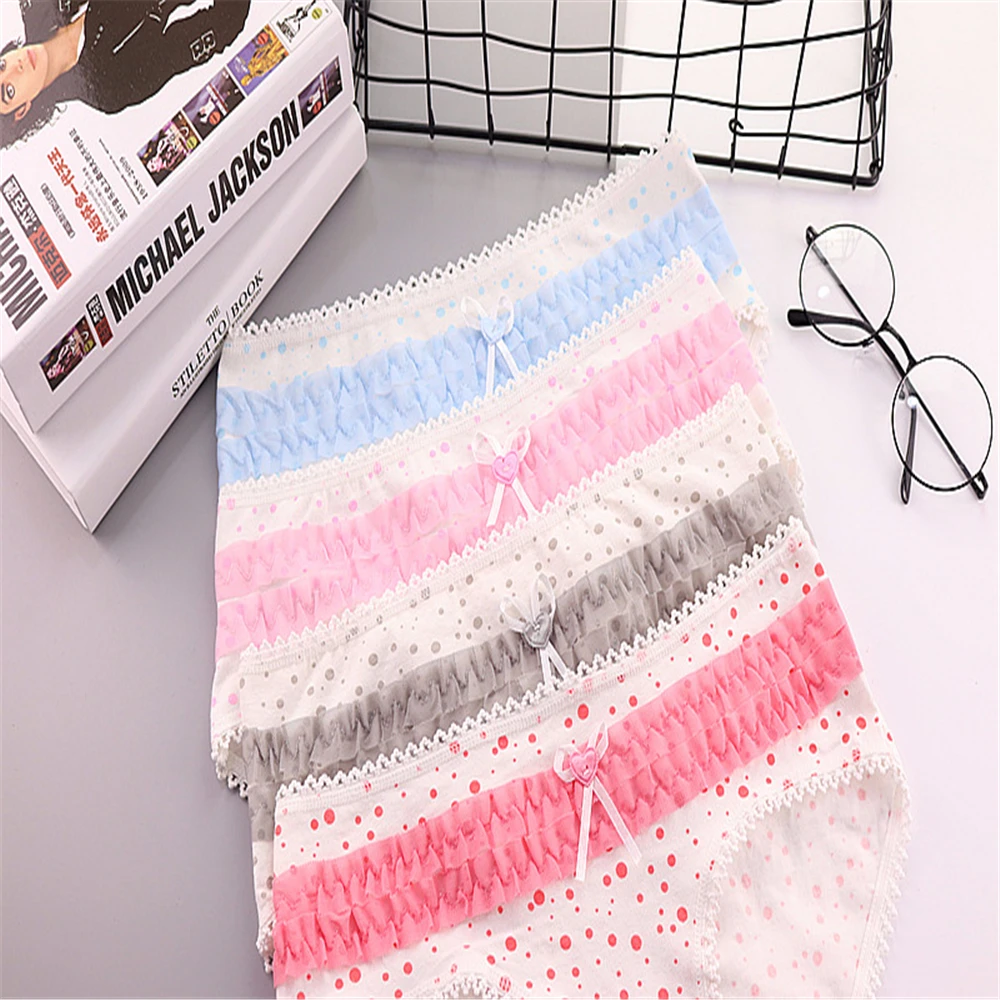 Кружевное женское нижнее белье милое хлопковое T1105|Женские трусики| |