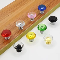 transparent 30mm crystal glass and diamond handle drawer single hole round zinc alloy handle manufacturer wholesale knobs
