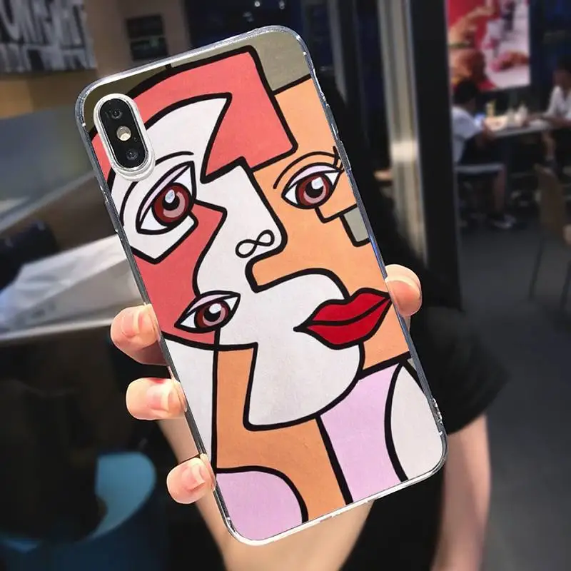

Picasso abstract Art painting Phone Cases Transparent for iPhone 6 7 8 11 12 s mini pro X XS XR MAX Plus