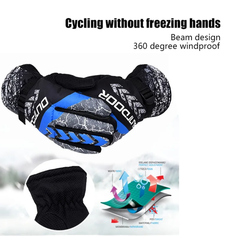 

Men Waterproof Winter Warm Skiing Gloves Windproof Thickening Gloves Riding Motorcycle Snowboard Ski Gloves Outdoor Sports new