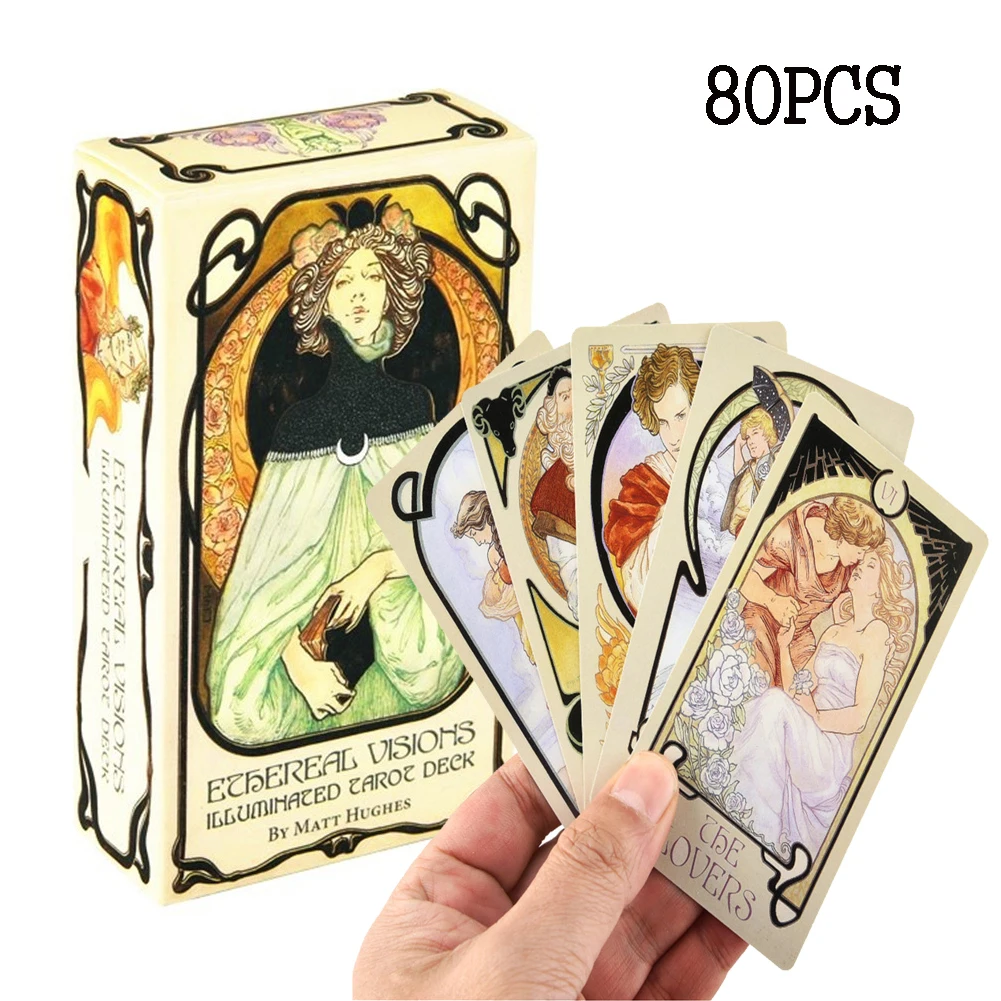 

Ethereal Visions: An Illuminated Tarot Deck By Matt Hughes 80 Cards For Family Party Game Tarot Cards With English Guides Tools