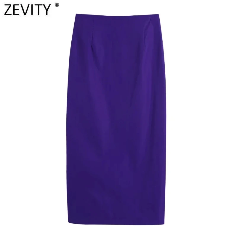 

Новая женская модная Однотонная юбка Zevity с разрезом сзади, повседневная облегающая прямая юбка, женские юбки на молнии сбоку, вечерние миди ...