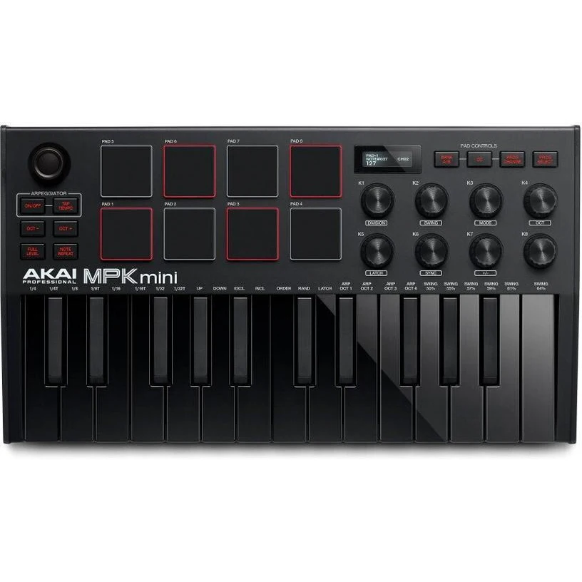 MIDI-клавиатура Akai MPK Mini 3 полностью черная |