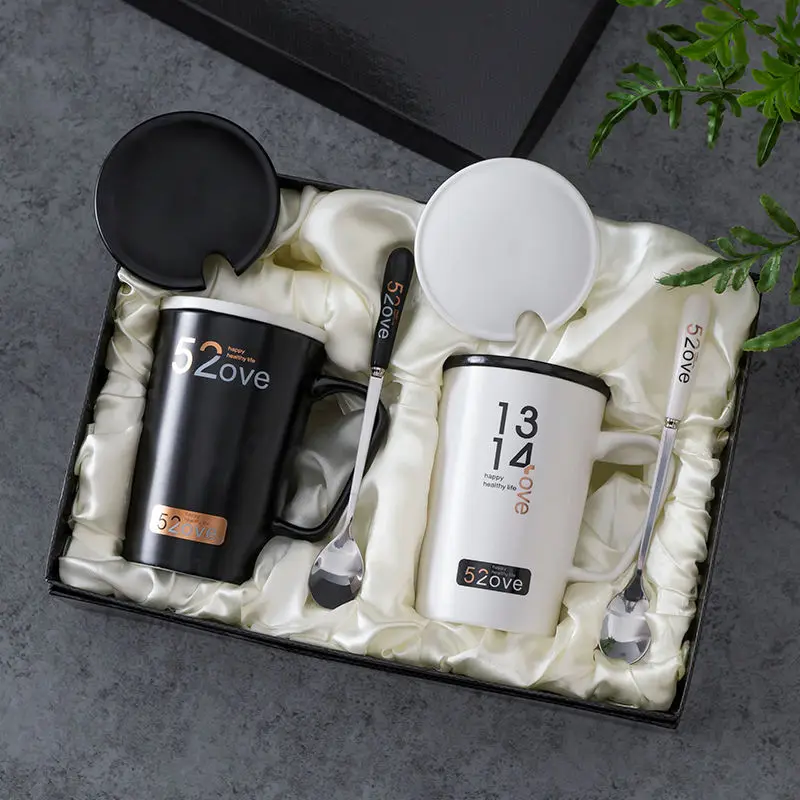 Mug Creative Cups Simple Couple Boys Ceramic Female Students Gift Box Set Coffee Mugs Travel and | Дом и сад
