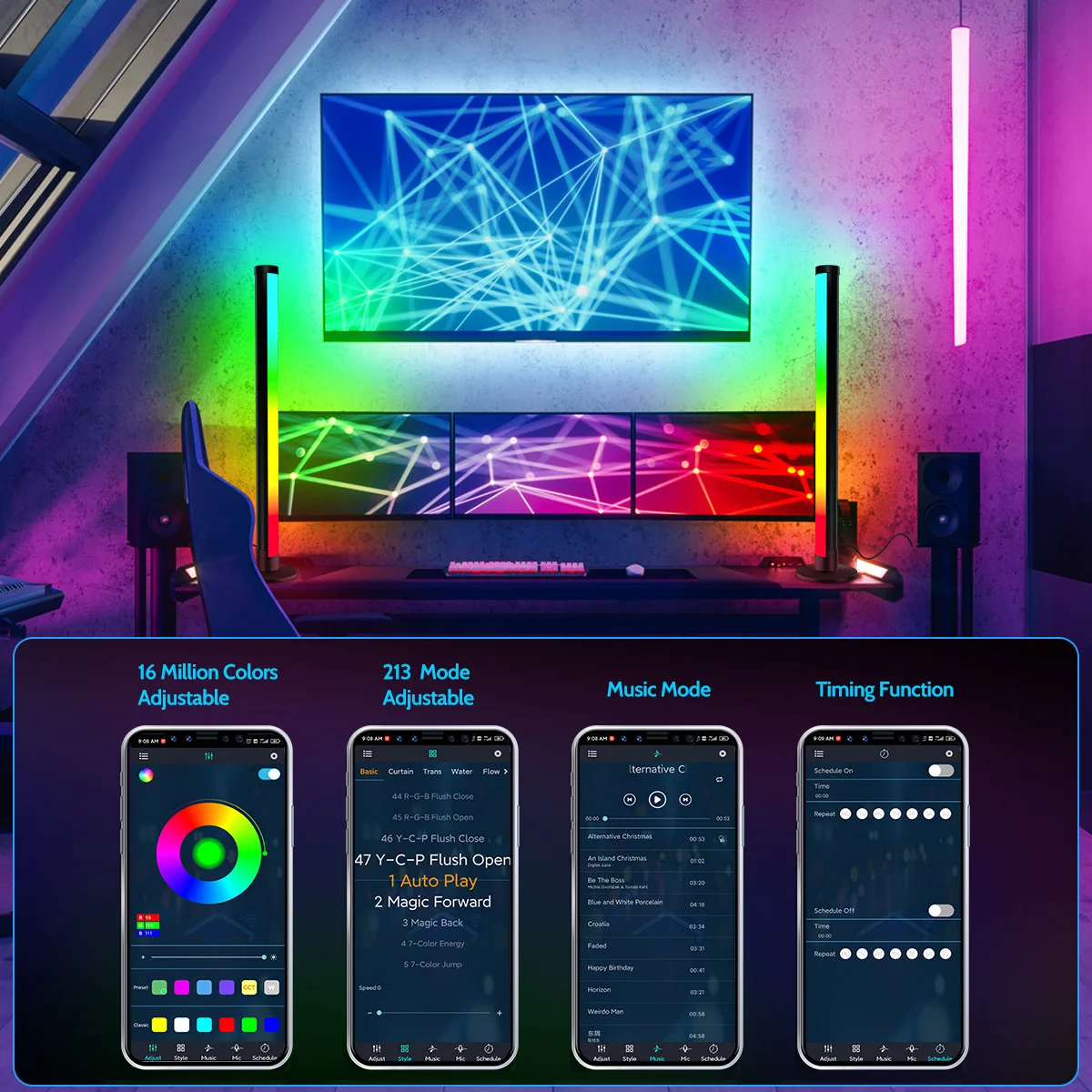 Новинка RGB светодиодный светильник Smart светильники для сцены с синхронизацией