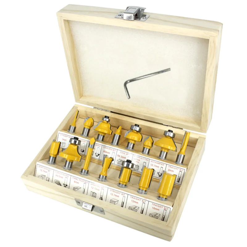 

Набор фрез, комплект из 15 прямых насадок 8 мм из карбида вольфрама для обработки дерева