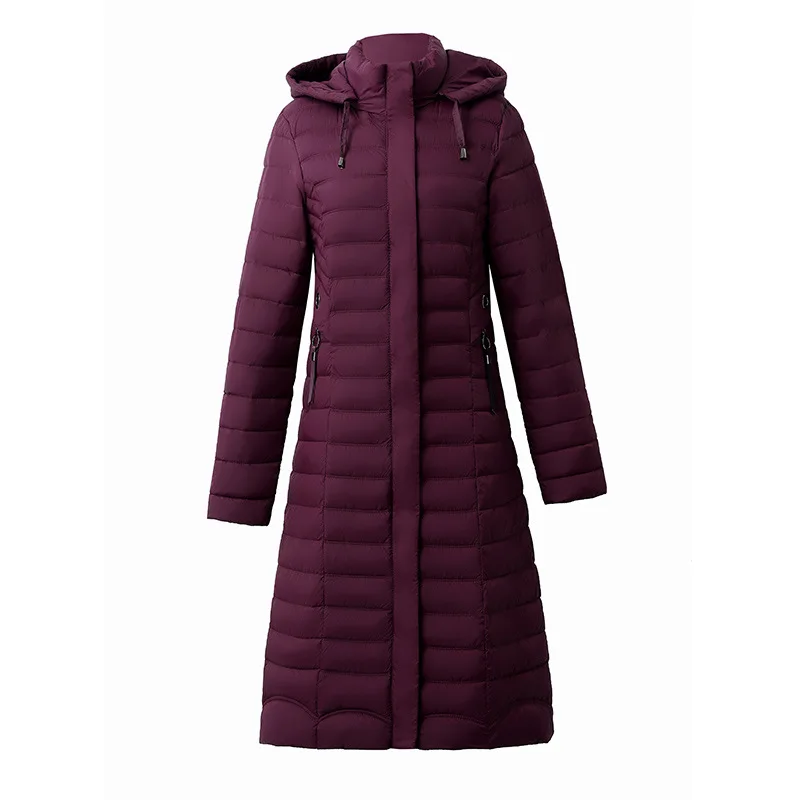 Women Parkas Winter Hooded Coat Down Cotton Jackets New Ladies Slim Plaid Long Warm Jackets High Quality Windproof Outerwear