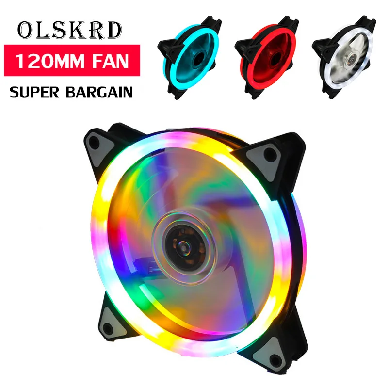 Кулер Olskrd для ПК бесшумный цветной кулер с подсветкой 120 мм Rgb подсветка 3pin 4pin