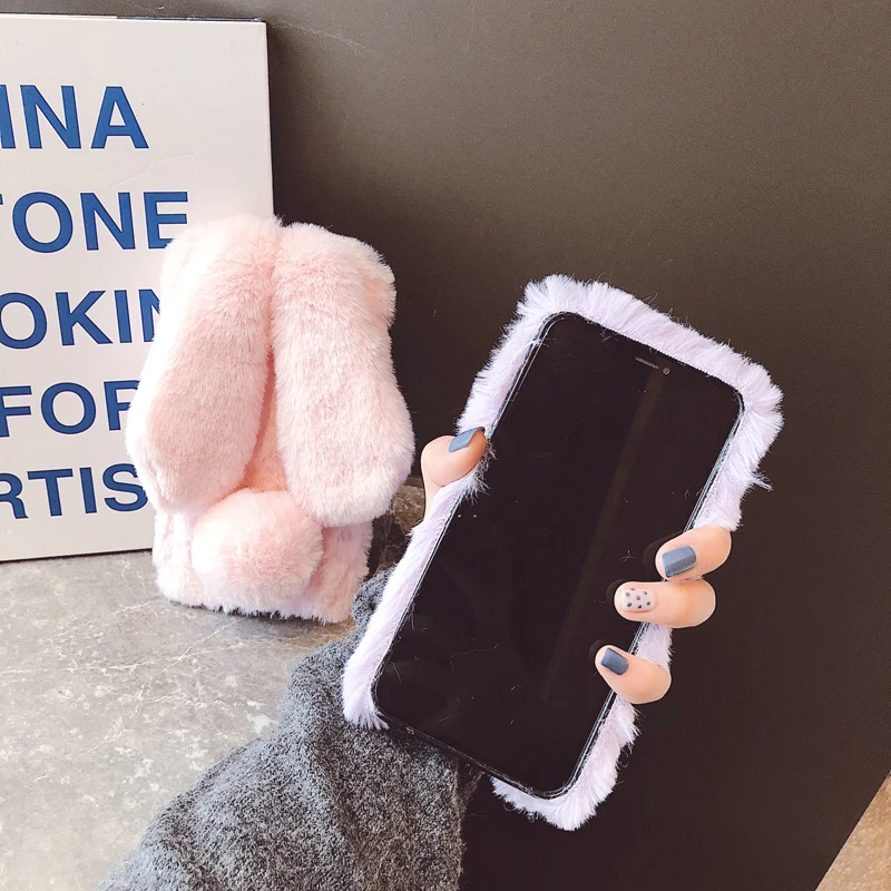 Милый пушистый чехол из меха кролика для Huawei P10 P20 P30 Mate 10 20 30 Pro lite 20X Honor 8 9 10i теплый
