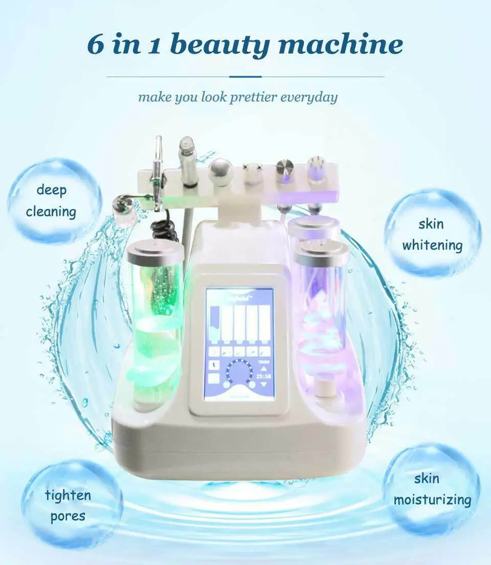 Аппарат для очистки лица 6 в 1 компактный пузырьковый кислород и водная струйная