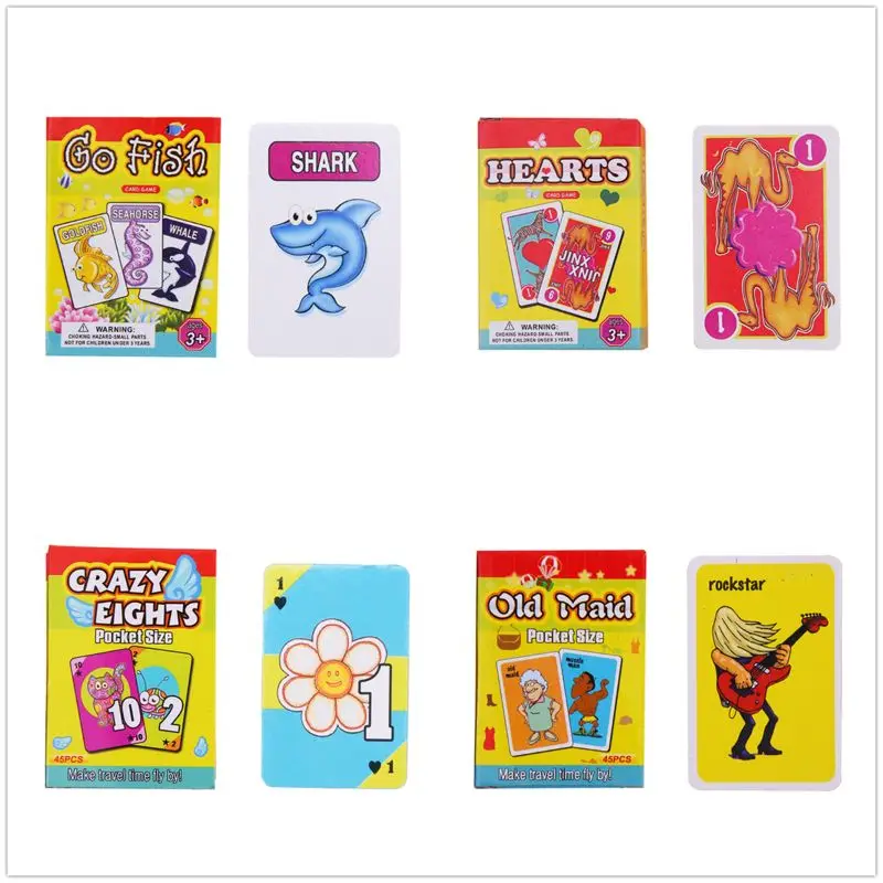 Детские карточные игры набор-старая горничная, Go Fish, сердечки, Crazy Eights семейные вечерние подарки R7RB