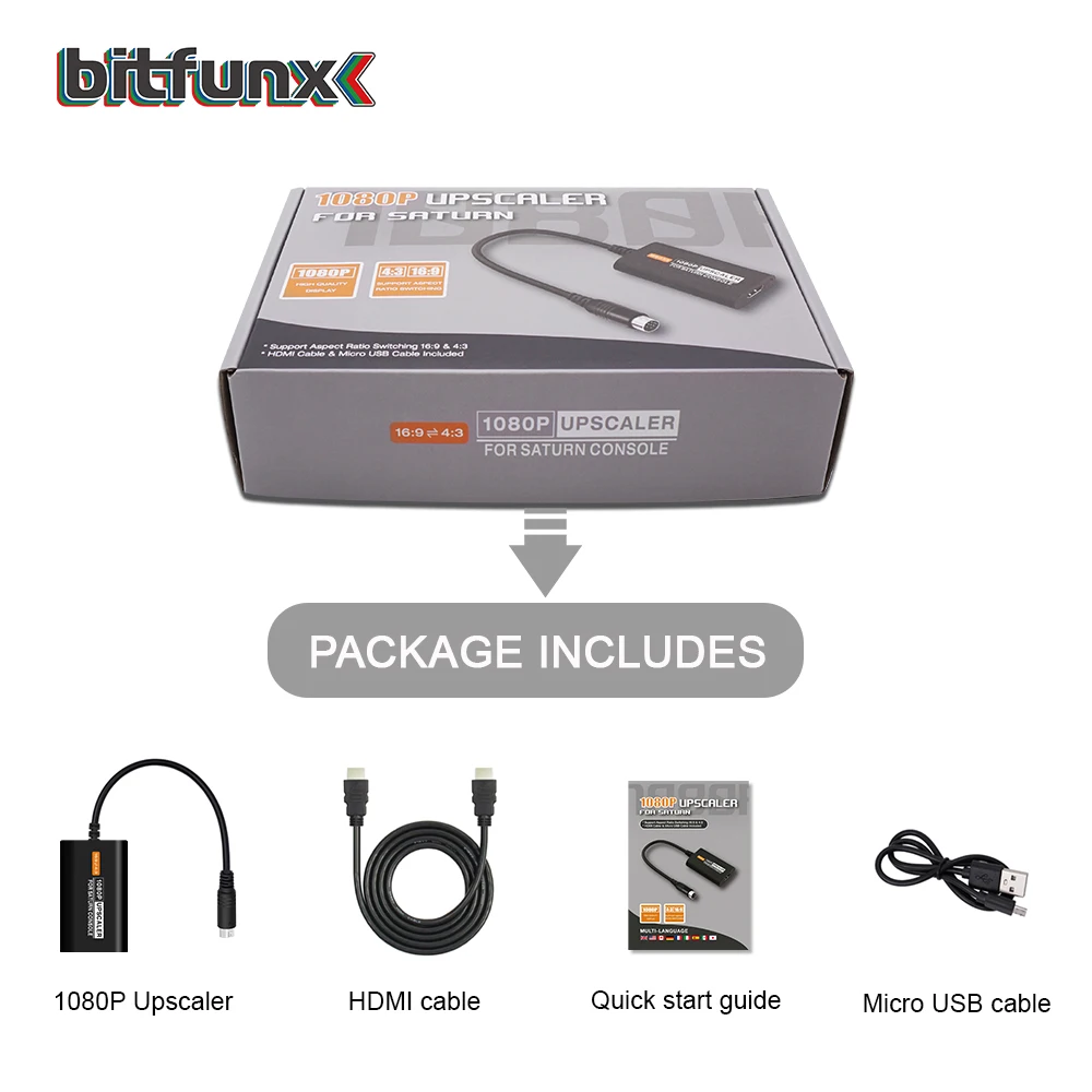 Преобразователь Bitfunx HDMI для SEGA Saturn SS 1080p Upscaler 4:3/16:9 переключатель соотношения