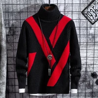 winter thick warm sweaters men turtleneck casual patchwork new mens christmas sweater loose pullover male knitwear brand clothes