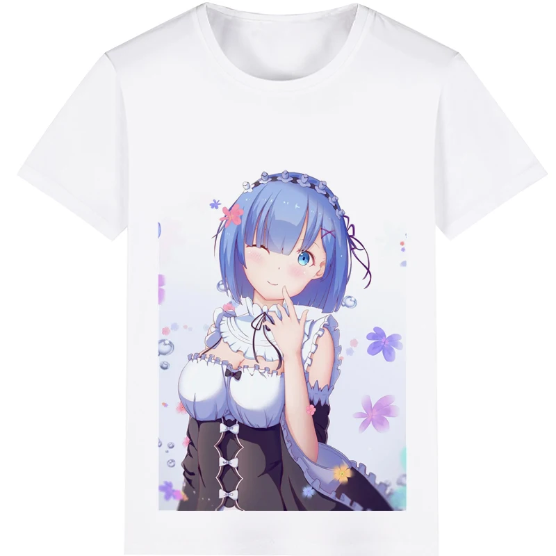 

Re:Zero Starting Life in Another World Emilia Subaru Natsuki Rem Cosplay Costume Adult Kids Child Short Sleeve T-shirt T shirt