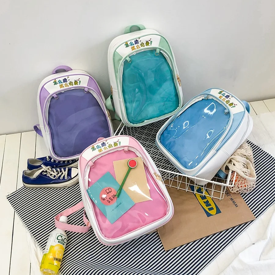 Прозрачные женские рюкзаки из ПВХ милые школьные мини-рюкзаки для